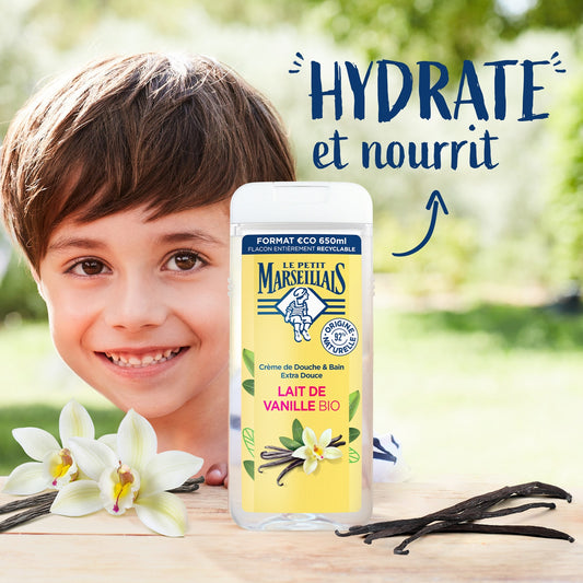Gel Douche Hydratant et Nourrissant Lait de Vanille Bio LE PETIT MARSEILLAIS