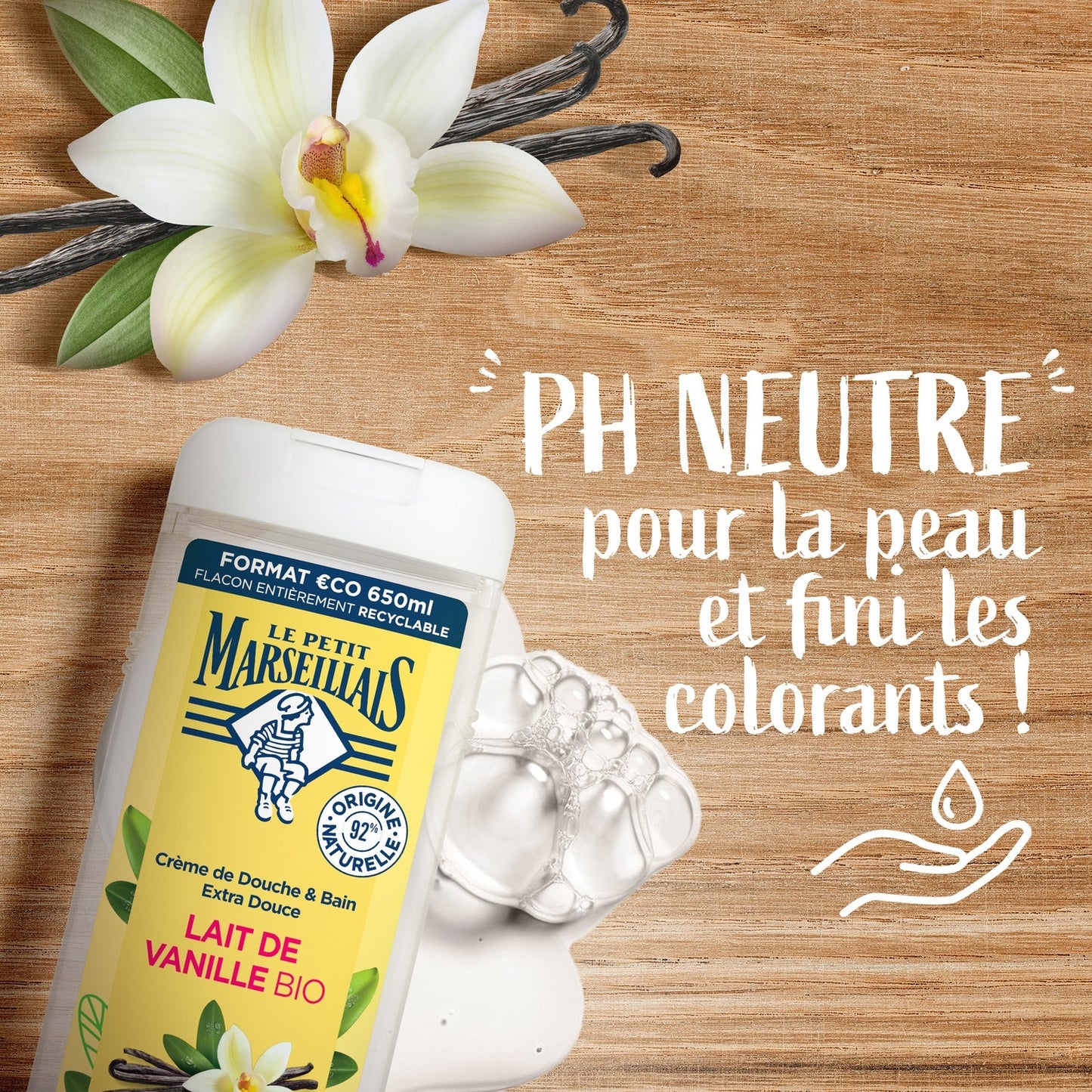 Feuchtigkeitsspendendes und pflegendes Duschgel Bio-Vanillemilch LE PETIT MARSEILLAIS