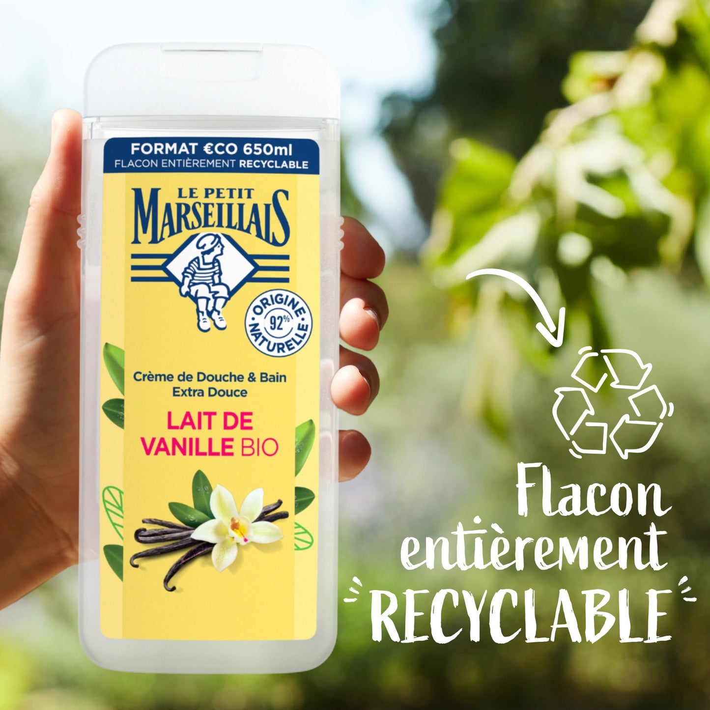 Feuchtigkeitsspendendes und pflegendes Duschgel Bio-Vanillemilch LE PETIT MARSEILLAIS