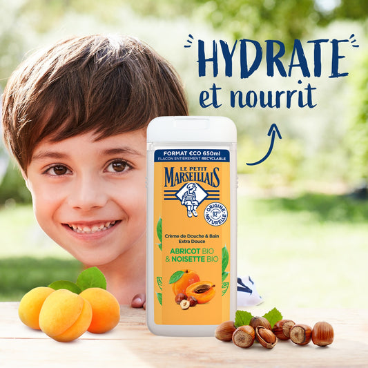 Gel Douche Abricot et Noisette Hydratant et Nourrissant Bio LE PETIT MARSEILLAIS