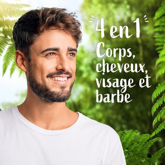 Gel Douche Homme Corps Cheveux Visage Barbe 4 en 1 Bois de Cade et Fougère LE PETIT MARSEILLAIS