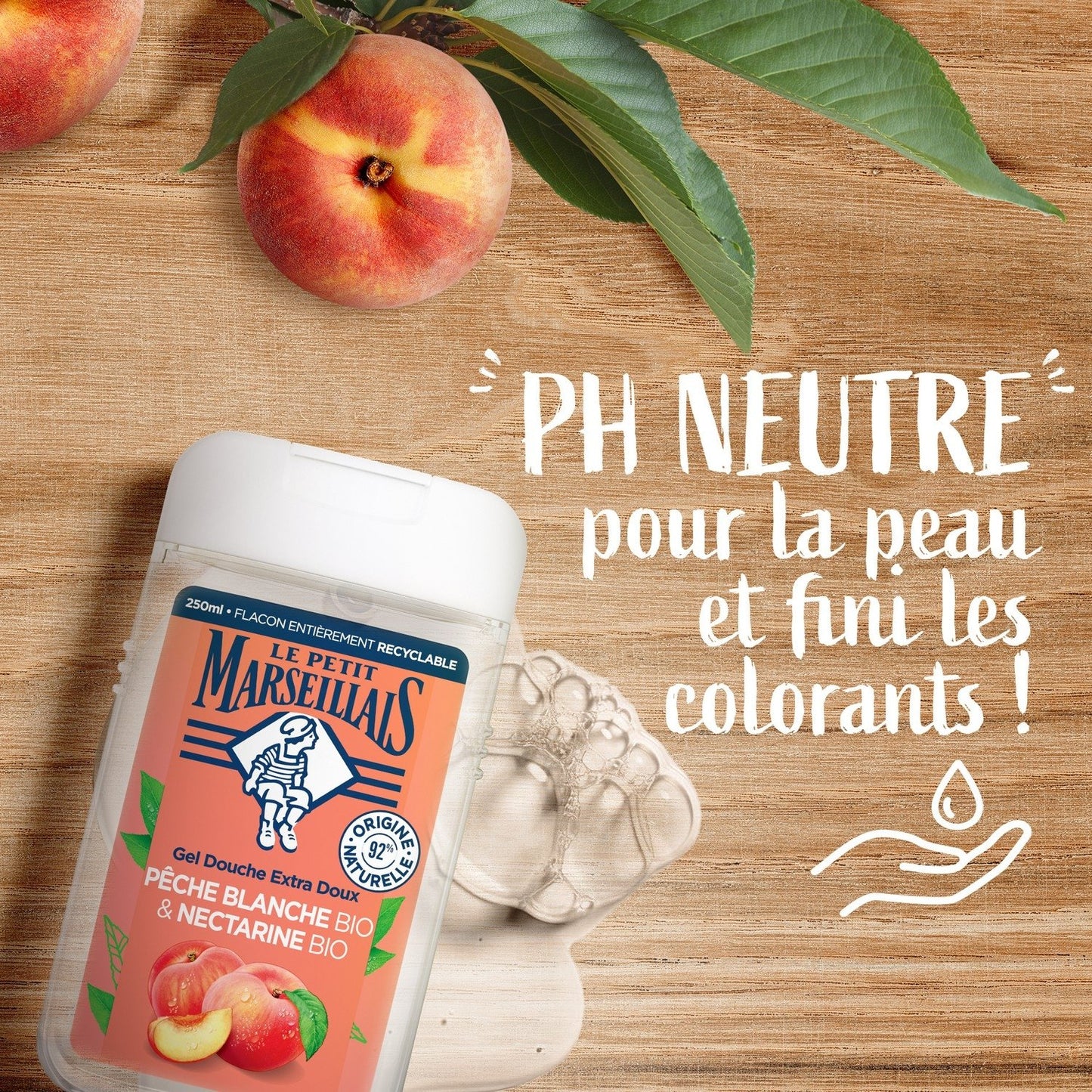 Gel Douche Hydratant Rafraîchissant Pêche et Nectarine Bio LE PETIT MARSEILLAIS