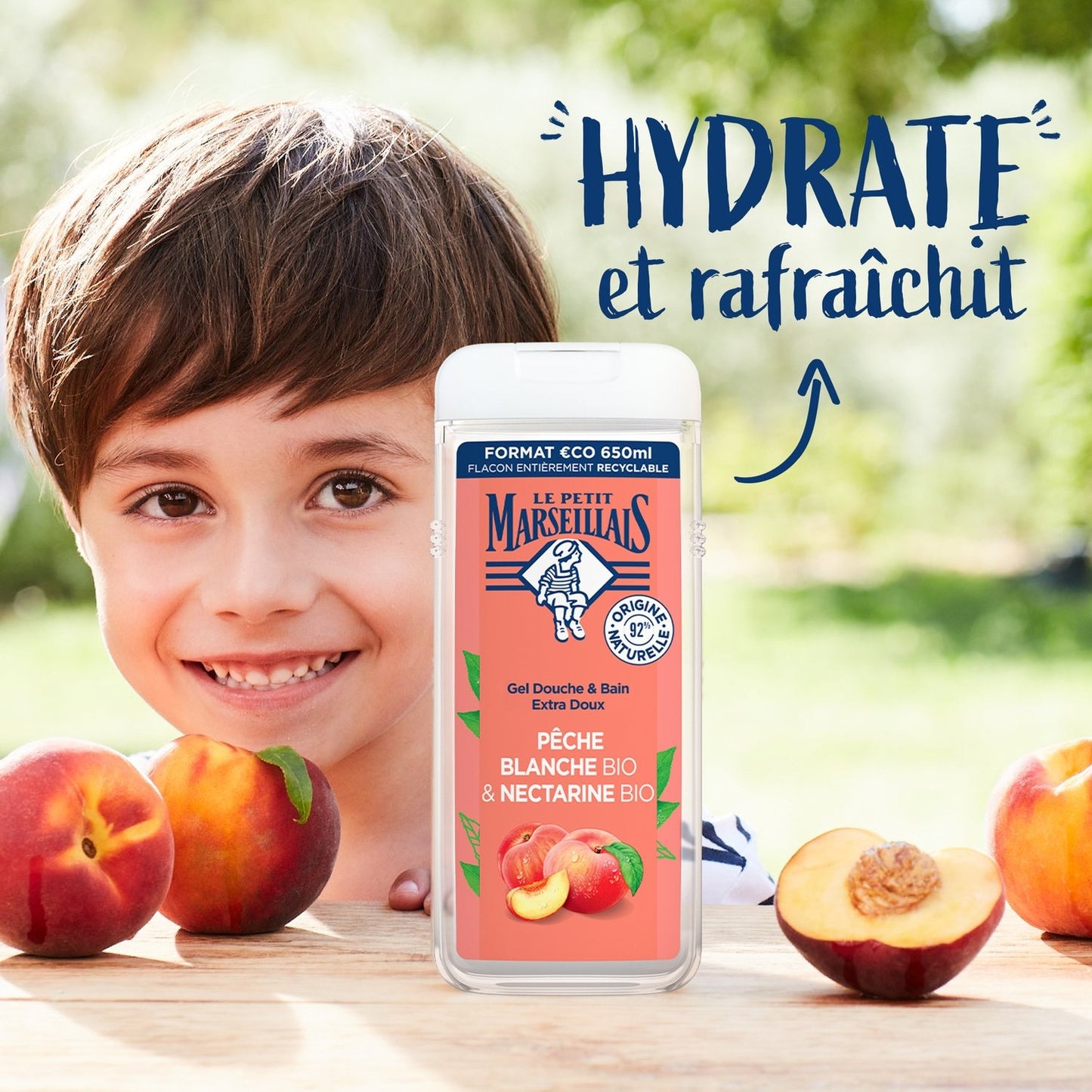 Gel Douche Hydratant et Rafraîchissant Pêche Blanche et Nectarine Bio LE PETIT MARSEILLAIS