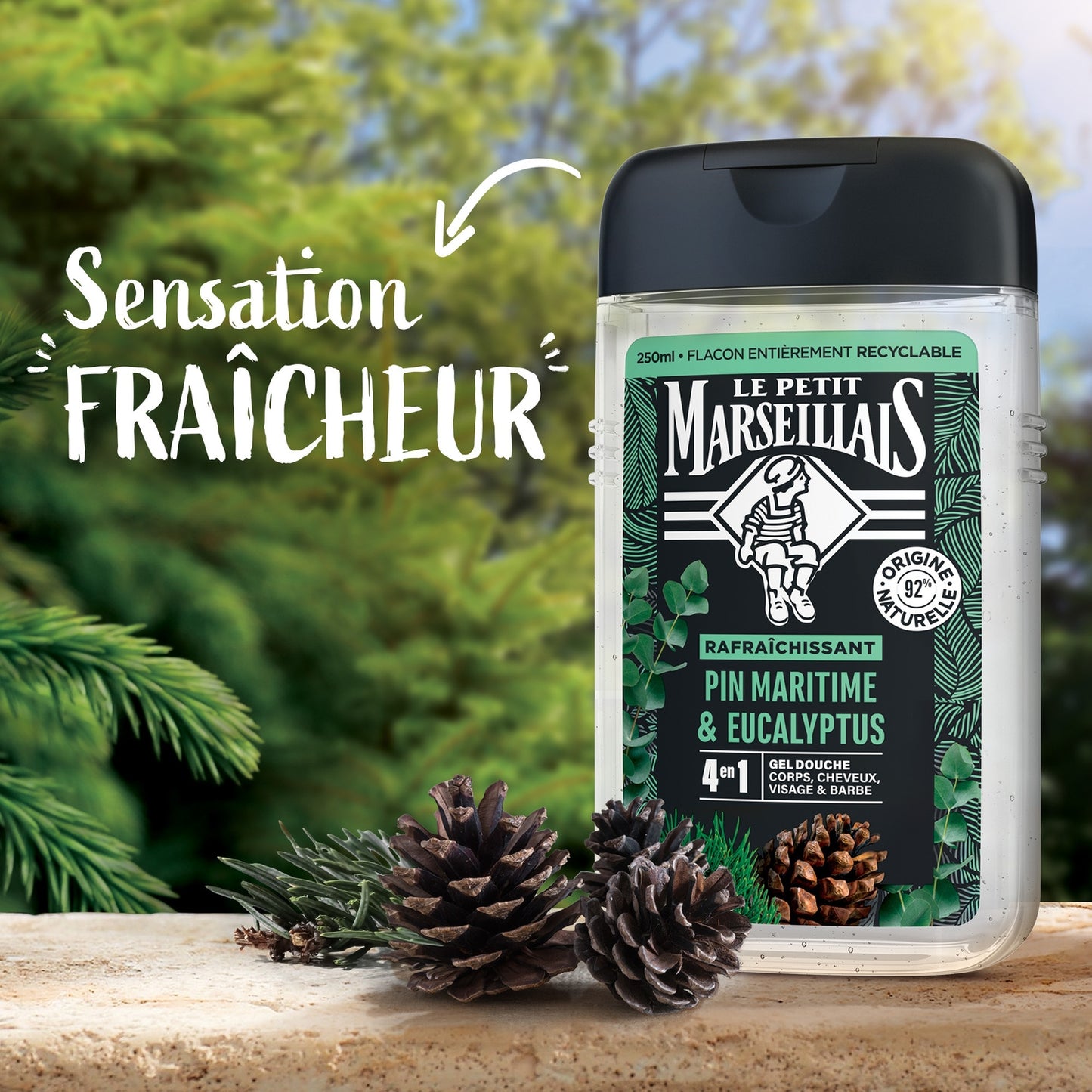 4 in 1 Refreshing Shower Gel Maritime Pine & Eucalyptus LE PETIT MARSEILLAIS