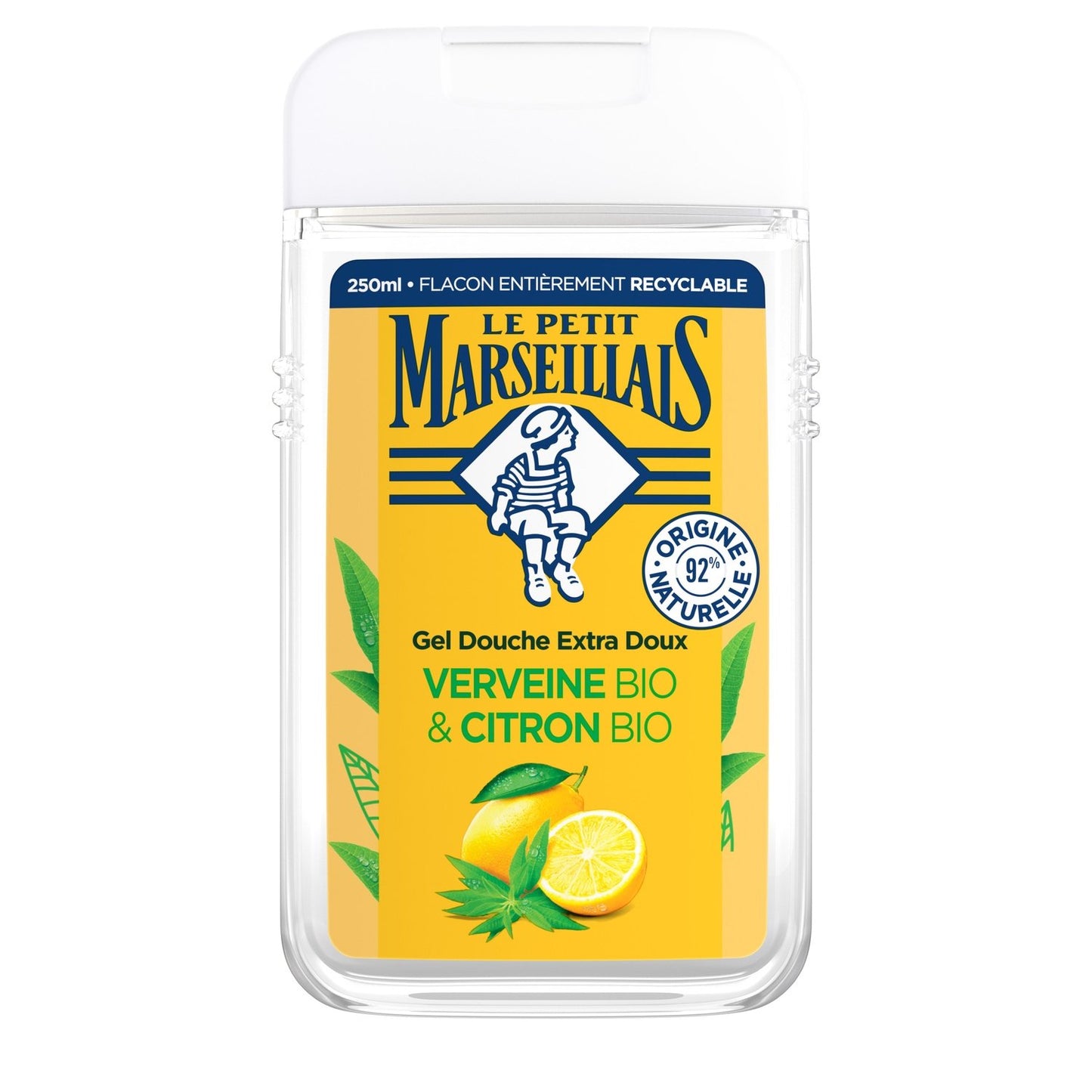 Gel Douche Hydratant Rafraîchissant Verveine et Citron Bio LE PETIT MARSEILLAIS le flacon de 250mL