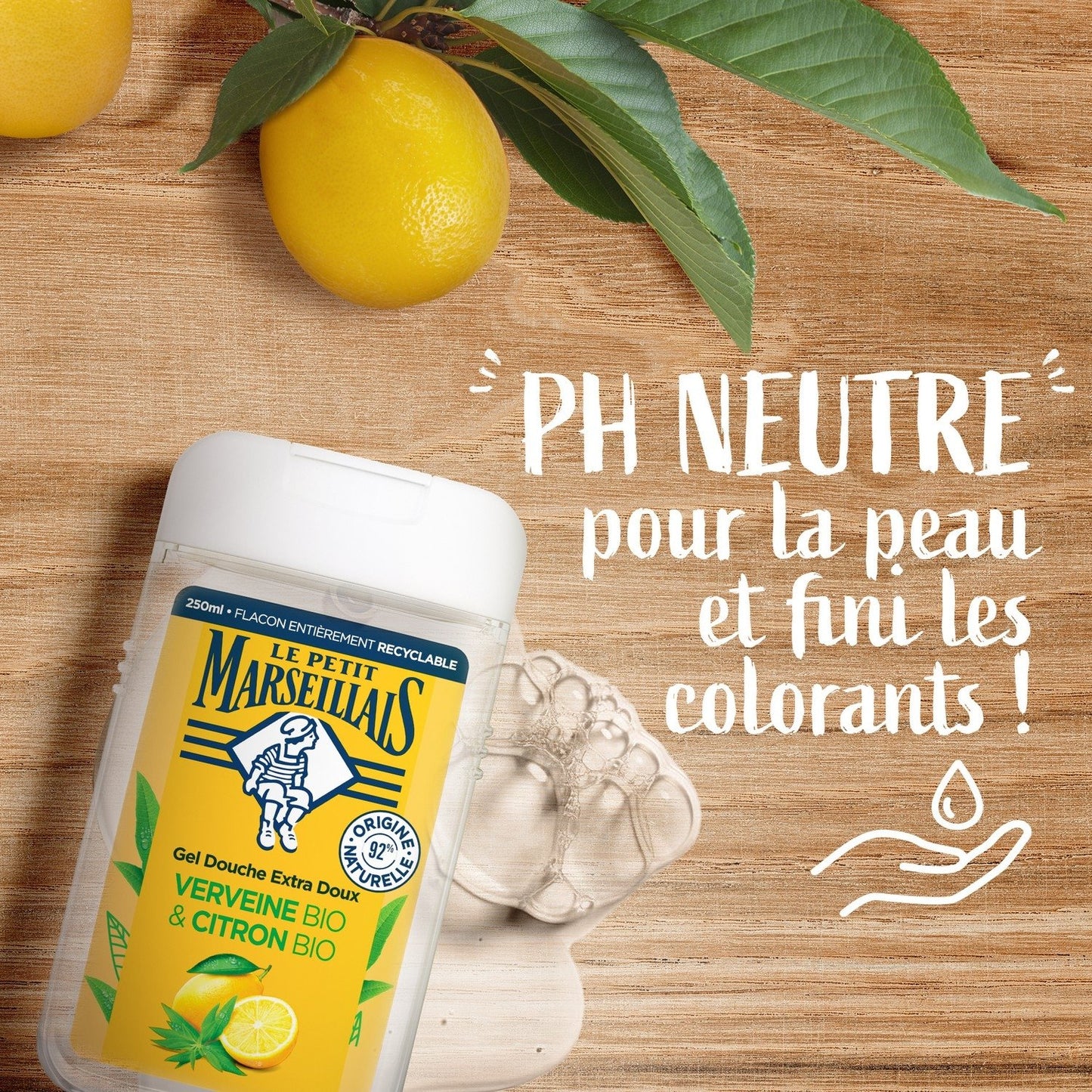 Gel Douche Hydratant Rafraîchissant Verveine et Citron Bio LE PETIT MARSEILLAIS