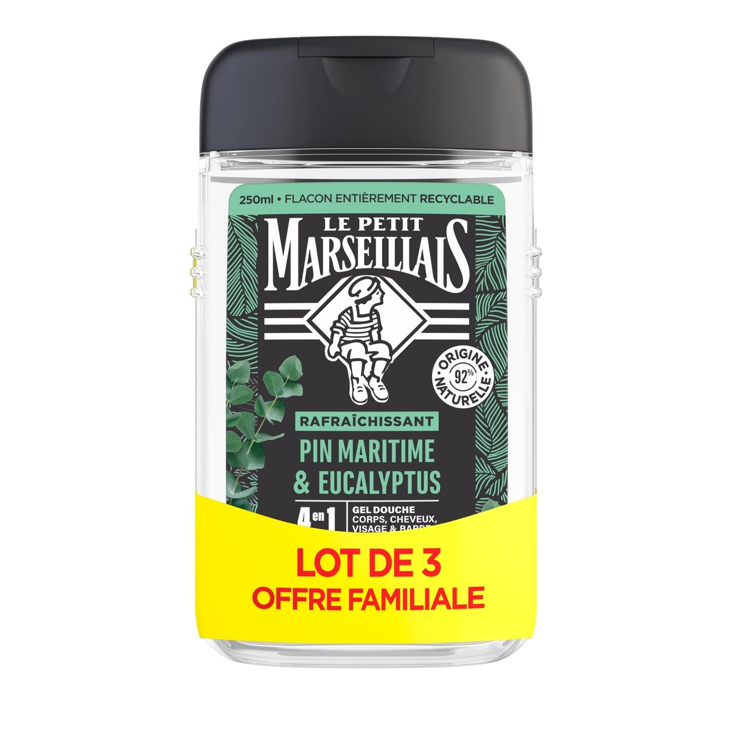 Gel Douche Homme Rafraîchissant Pin Maritime & Eucalyptus LE PETIT MARSEILLAIS