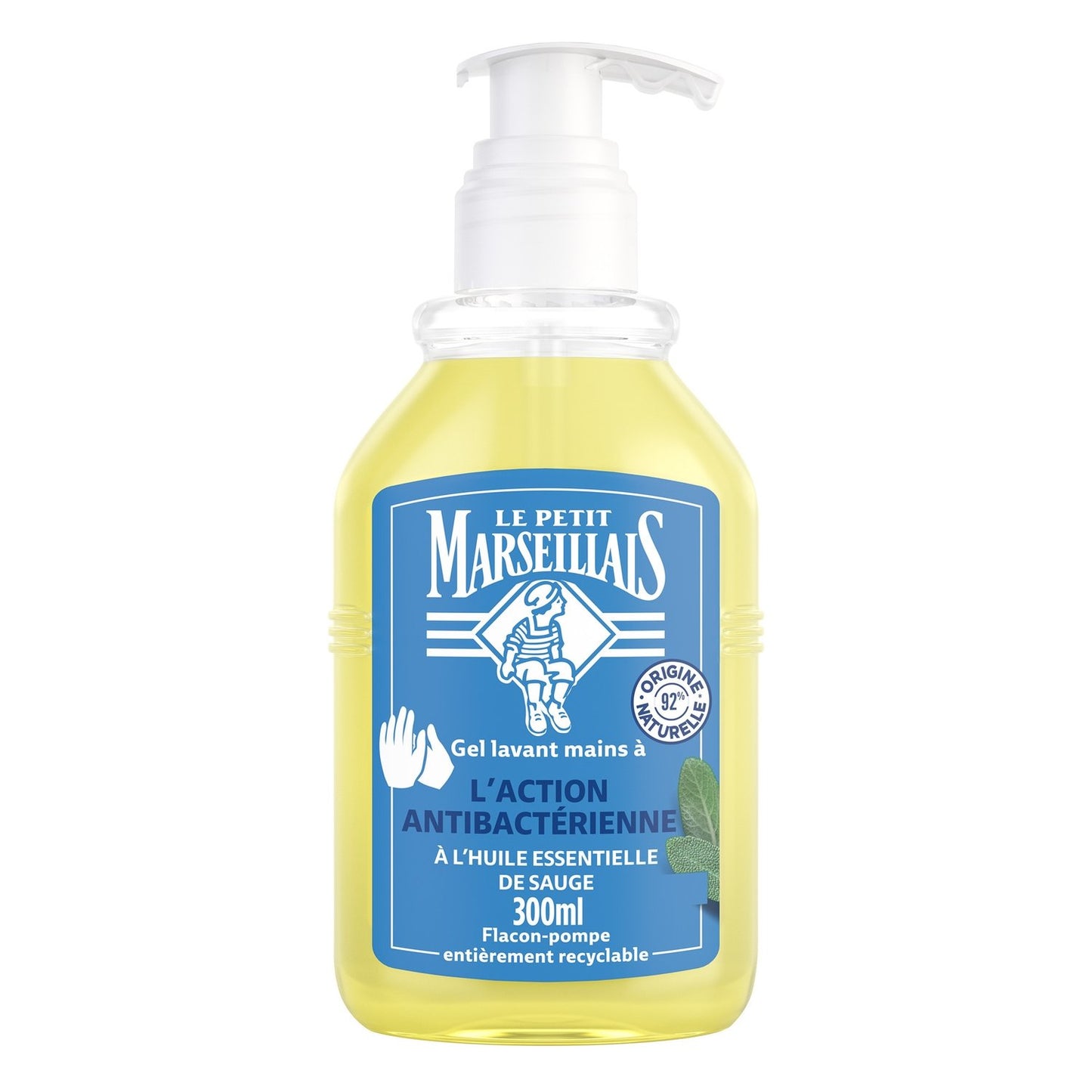 Savon Liquide Mains Action Anti-Bactérienne à l'huile essentielle de sauge LE PETIT MARSEILLAIS le flacon de 250mL