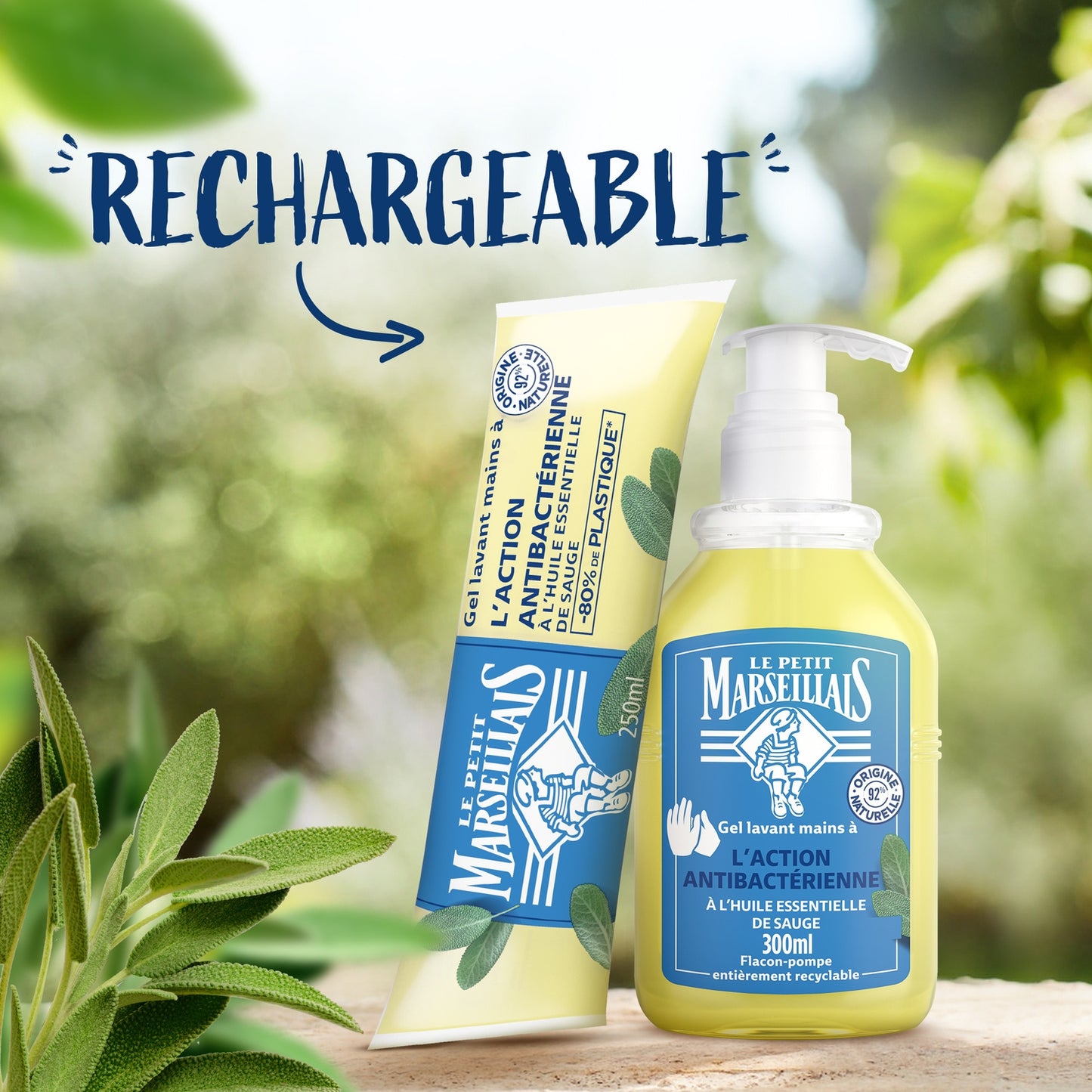 Savon Liquide Recharge Mains Action Anti-Bactérienne à l'Huile Essentielle de Sauge LE PETIT MARSEILLAIS