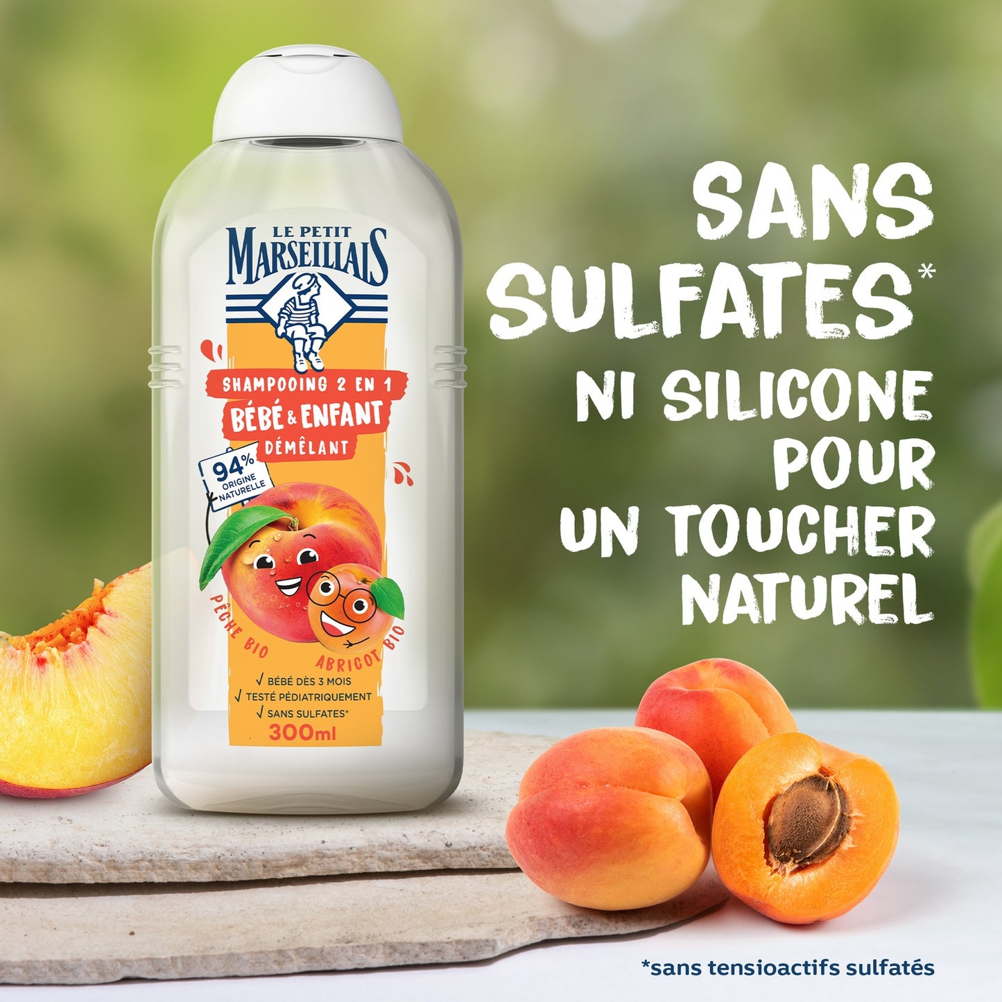 Pfirsich- und Aprikosen-Entwirrungsshampoo für Babys und Kinder 2 in 1 LE PETIT MARSEILLAIS