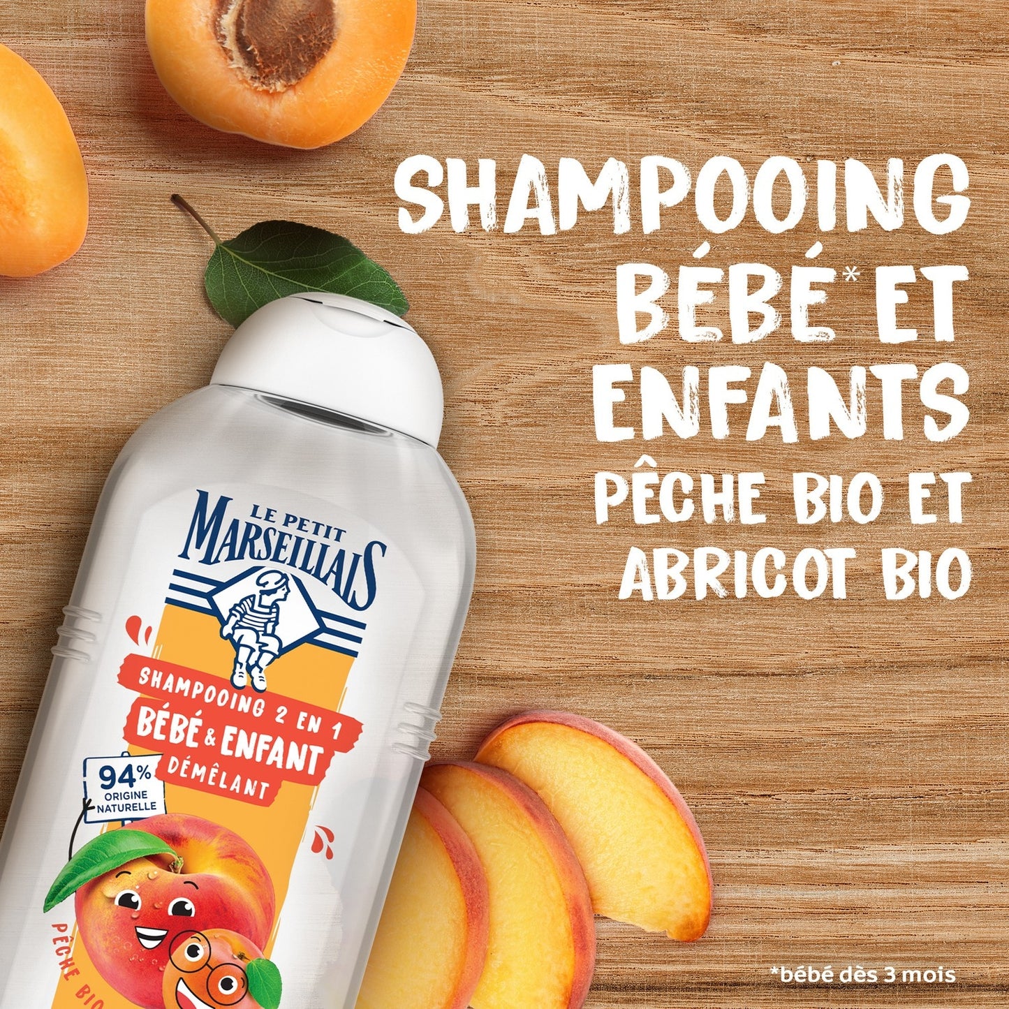 Pfirsich- und Aprikosen-Entwirrungsshampoo für Babys und Kinder 2 in 1 LE PETIT MARSEILLAIS