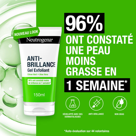 Soin Visage Anti-Briallance Gel Exfoliant au Citron Vert et Aloe Vera NEUTROGENA