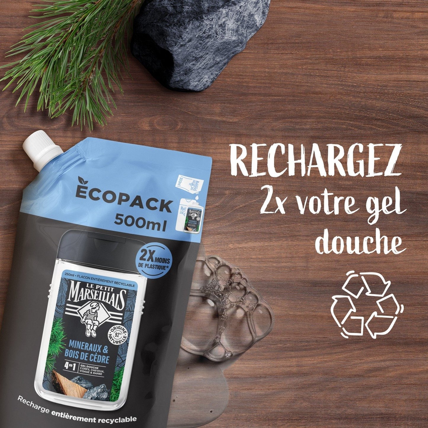 Gel Douche Homme Minéraux et Bois de Cèdre LE PETIT MARSEILLAIS