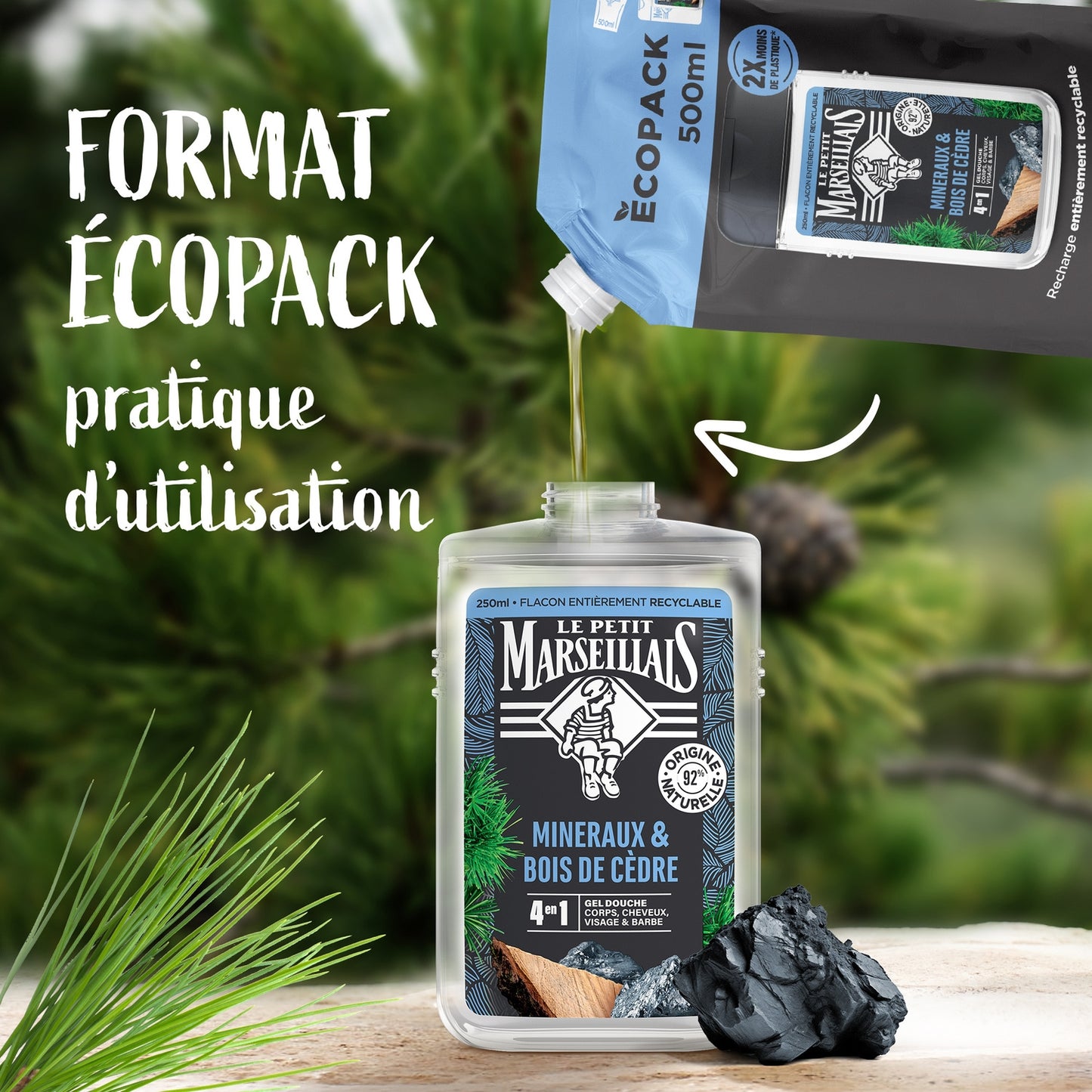 Gel Douche Homme Minéraux et Bois de Cèdre LE PETIT MARSEILLAIS