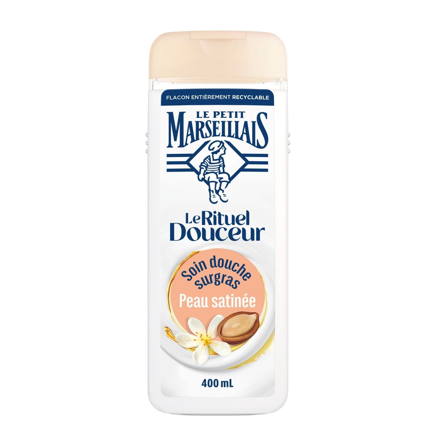 Crème Douche Surgras Huile d'Argan et Fleur d'Oranger LE PETIT MARSEILLAIS le flacon de 400mL