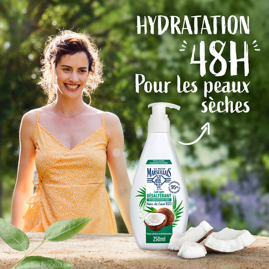 Lait Corps Peau Déshydratée Hydratation 48h Noix de Coco Bio LE PETIT MARSEILLAIS