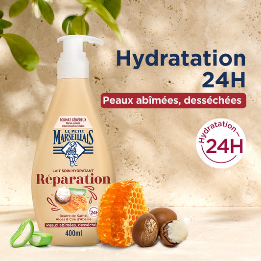 Lait Hydratant Réparation Beurre de Karité Aloes et Cire d'Abeille LE PETIT MARSEILLAIS
