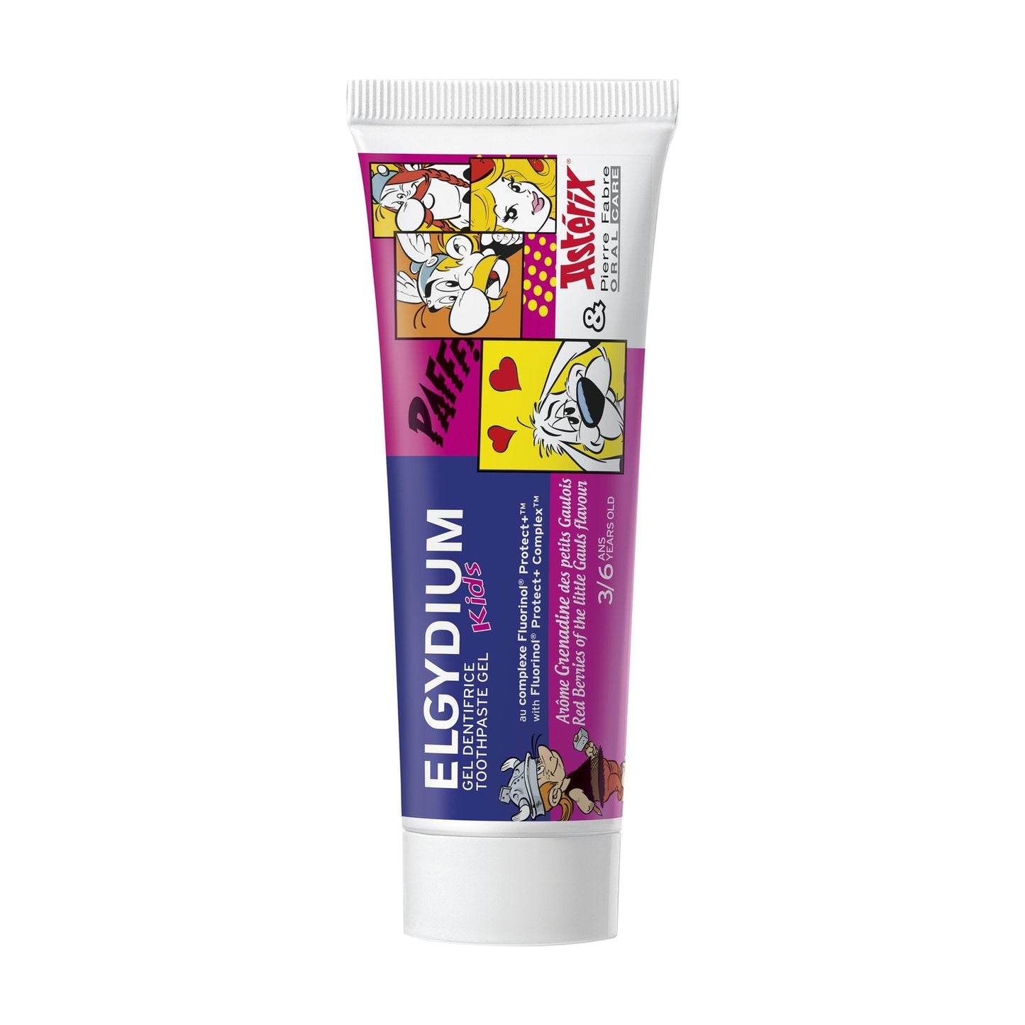 Dentifrice Enfant 3-6 ans Anti-caries Goût Grenadine Astérix ELGYDIUM