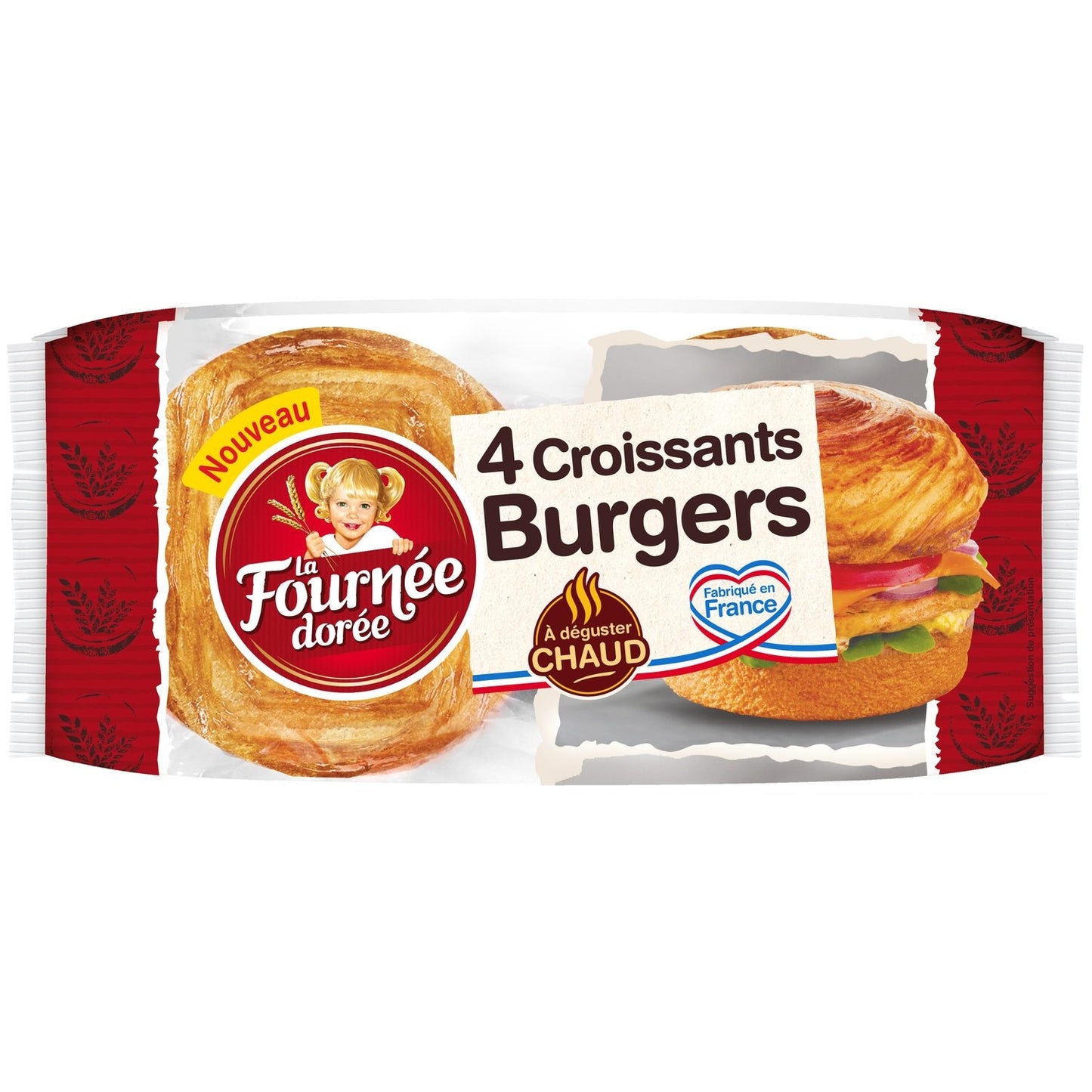 Croissants Burgers LA FOURNEE DOREE le paquet de 4 croissants burgers