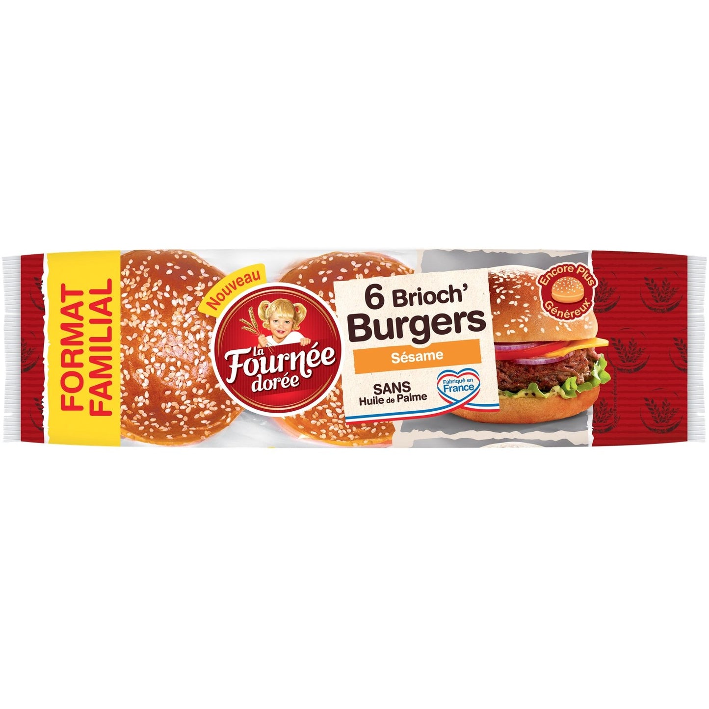 Pains Brioch'burger Sésame LA FOURNEE DOREE le paquet de 450g