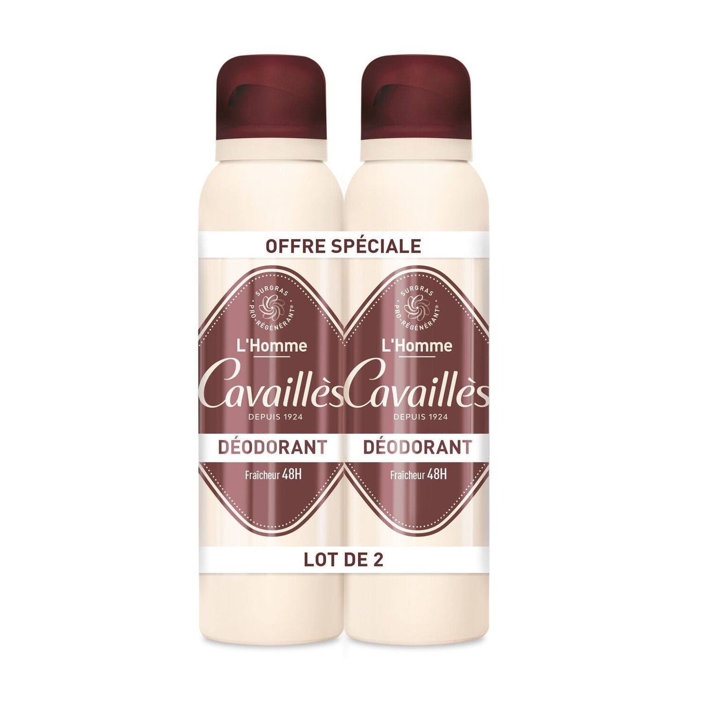 Déodorant Homme Dermato Peaux Sensibles 48H ROGE CAVAILLES le lot de 2x150mL
