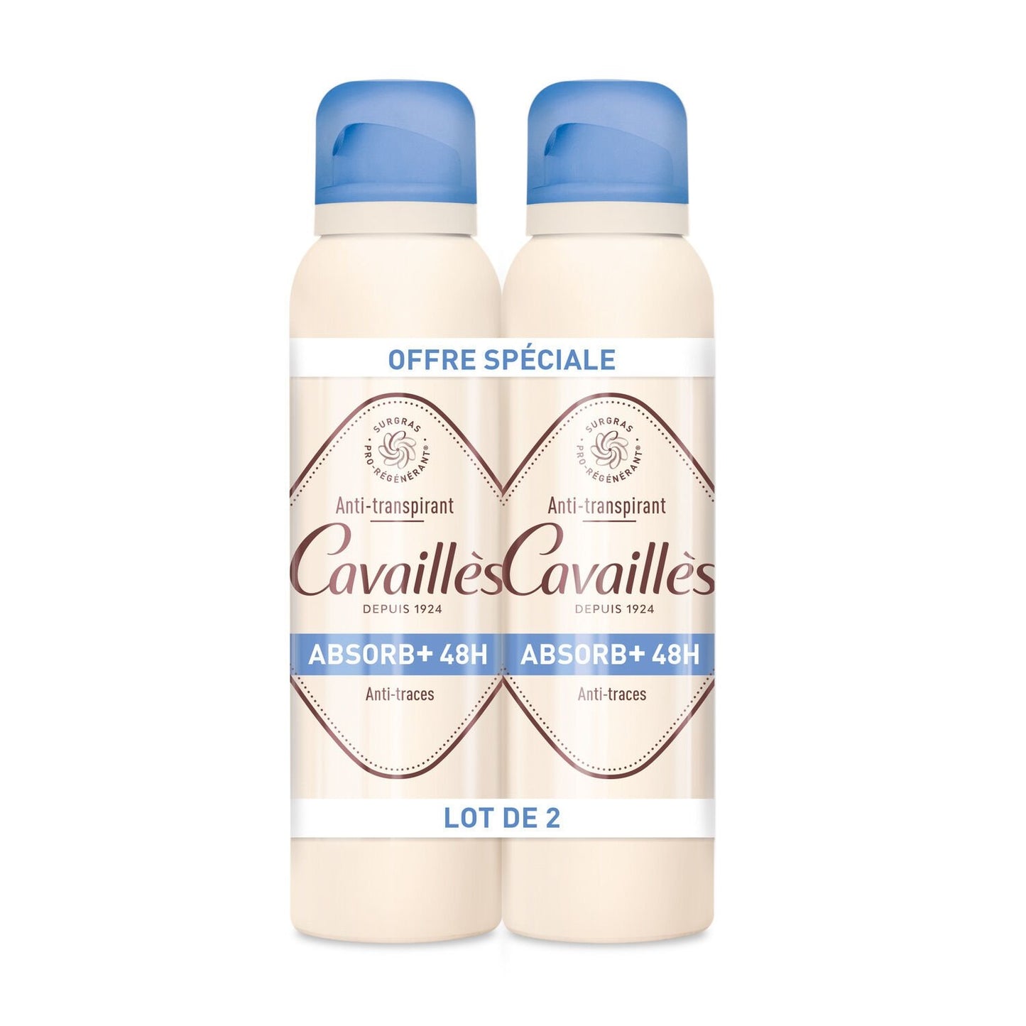 Déodorant Spray Homme Anti-Transpirant 48h Anti-Traces ROGE CAVAILLES le lot de 2 sprays