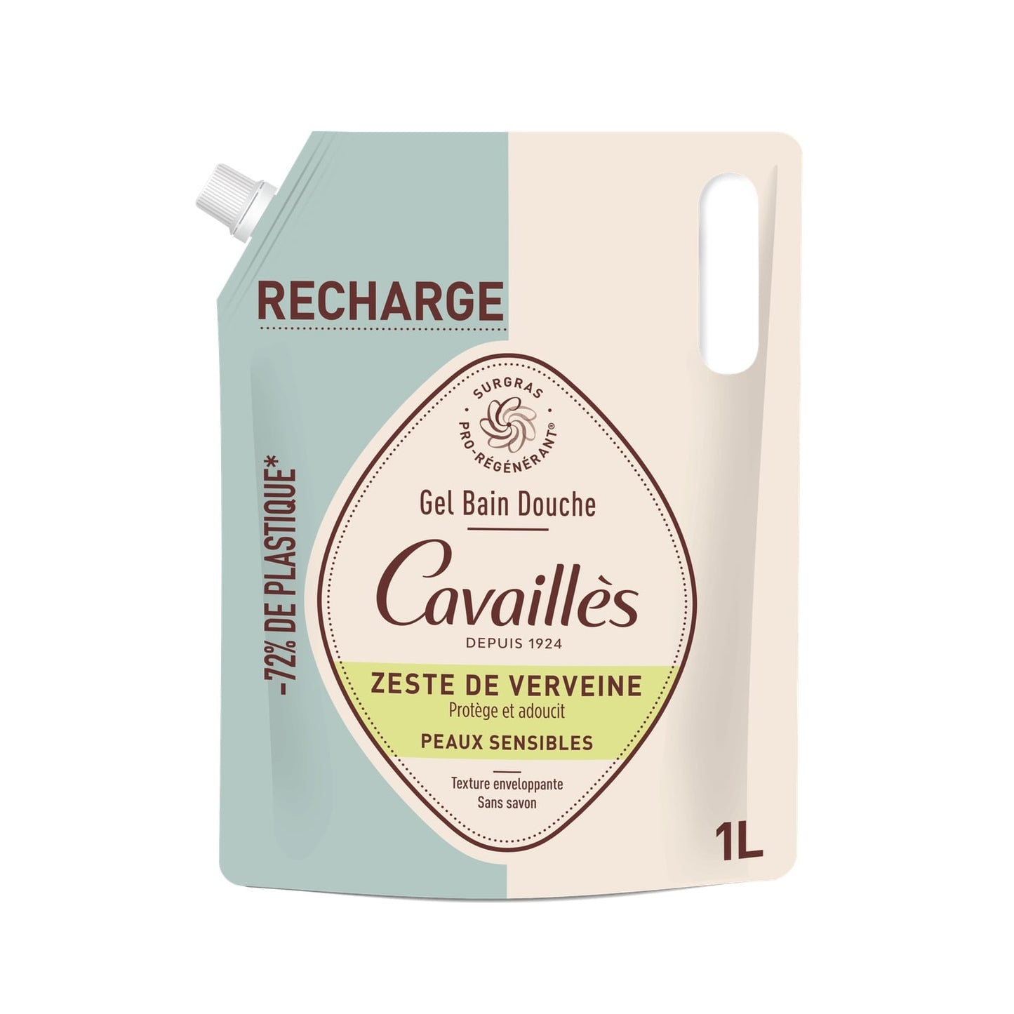 Gel douche Peaux Sensibles Surgras Pro-Régénérant Protège Adoucit Parfum Verveine Sans Savon Texture Enveloppante ROGER CAVAILLES