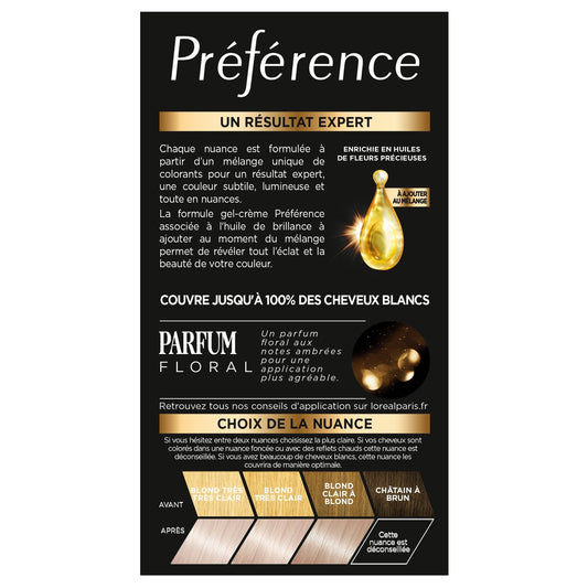 Coloration Permanente 10. 21 Stockholm Blond Très Très Clair Perle Brillance Haute Intensité Préférence L'OREAL PARIS