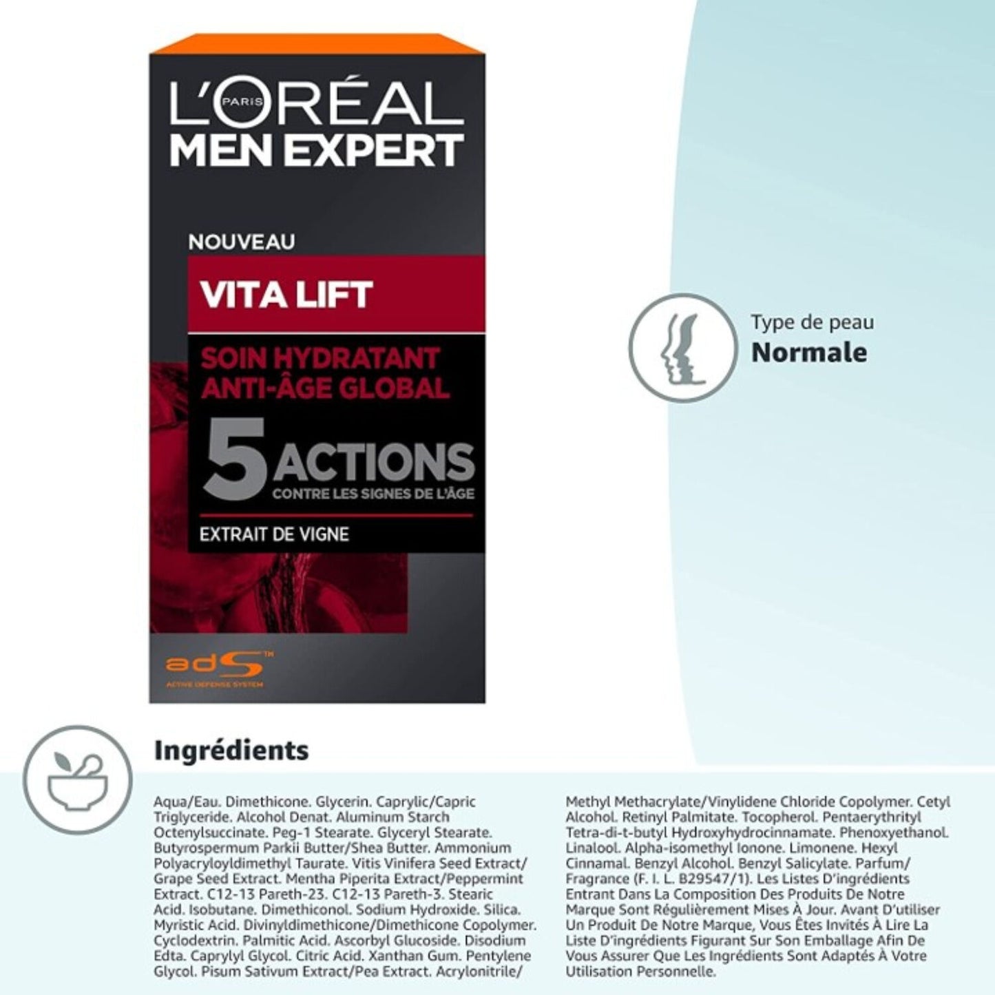 Vitalift 5 Moisturizing Anti-Wrinkle Face Cream MEN EXPERT