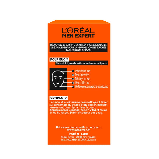 Crème Visage Anti-Rides Vitalift 5 Hydratant MEN EXPERT