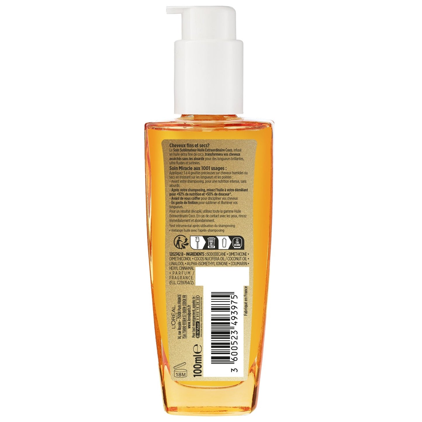 Huile Cheveux Sans Rinçage Coco Cheveux Normaux à Secs Elseve L'OREAL PARIS