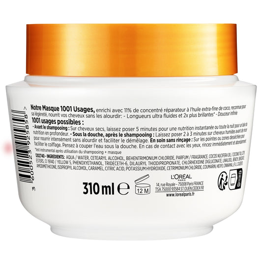 Masque Nutrition Légèreté Cheveux Secs Huile de Coco Elseve L'OREAL PARIS