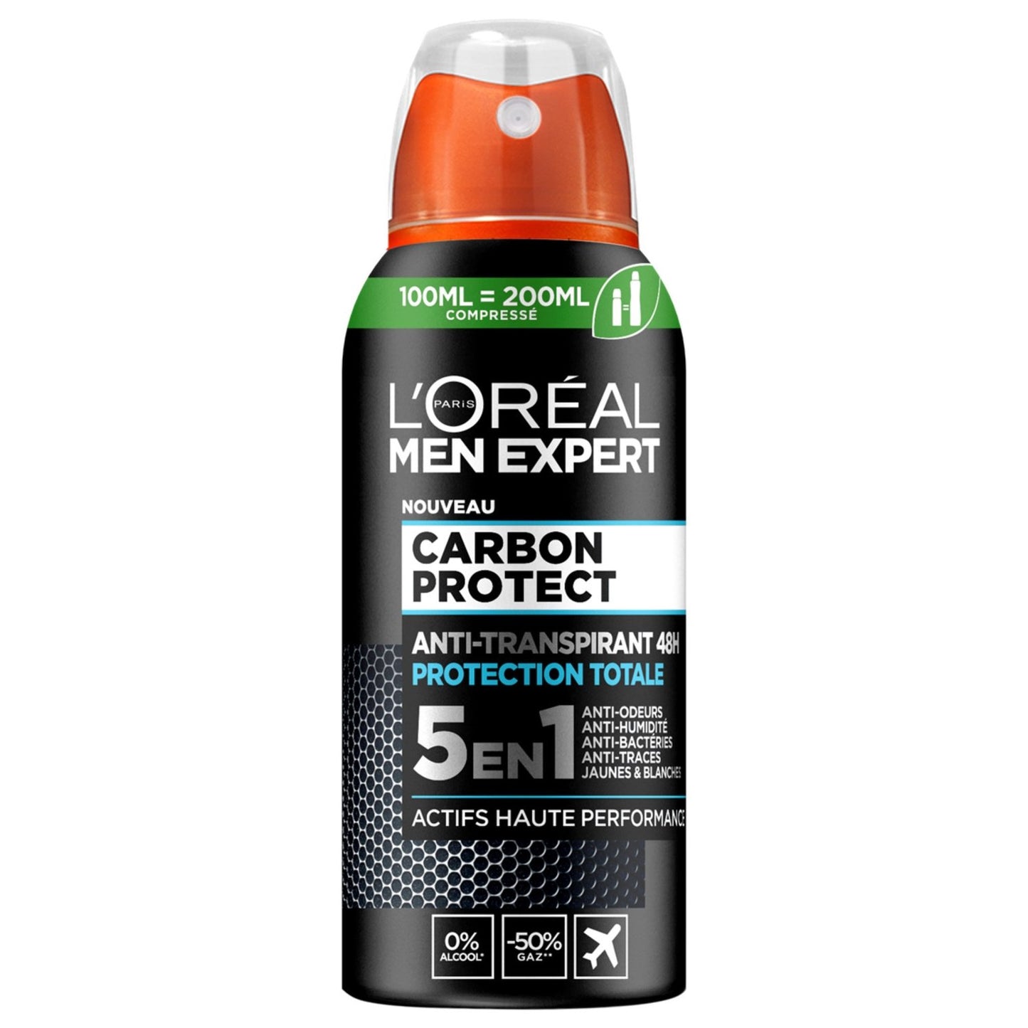 Déodorant Spray Homme Anti-Transpirant Carbon Protect Ice Fresh 5en1 L'OREAL MEN EXPERT le flacon de 100mL
