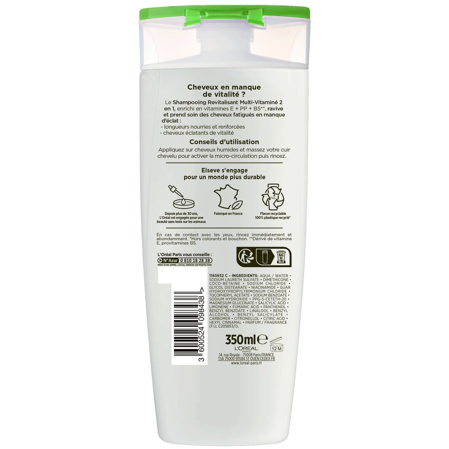 ELSEVE 2 in 1 Revitalizing Shampoo for Normal Hair Enriched with Vitamins