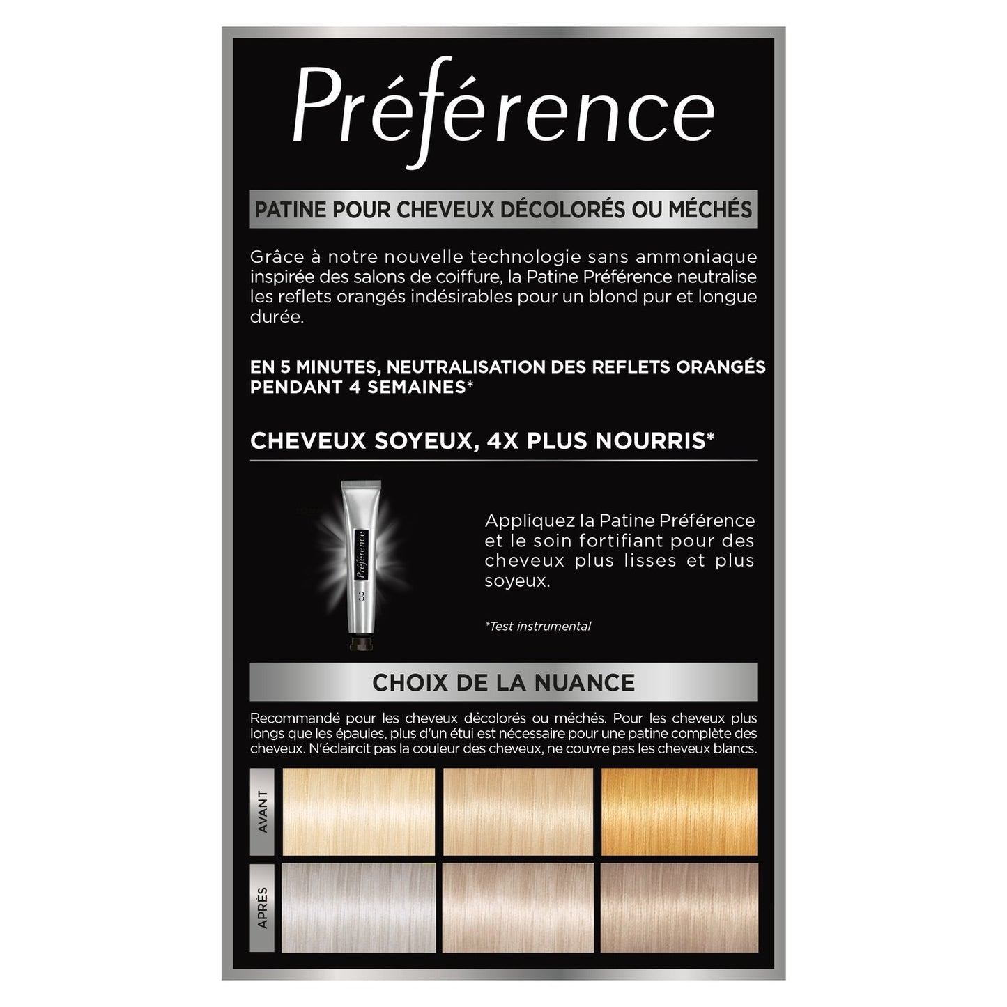 Coloration Permanente Blond Cendré 01 Soin Patine Post-Décoloration Neutralisation Longue Durée Préférence L'OREAL PARIS