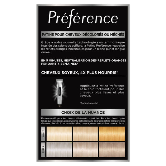 Coloration Permanente Blond Cendré 01 Soin Patine Post-Décoloration Neutralisation Longue Durée Préférence L'OREAL PARIS