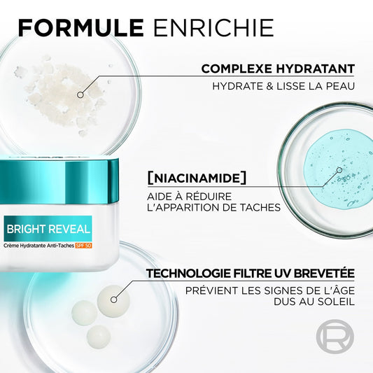 Soin Visage Bright Reveal Crème Hydratant Anti Tâches SPF50 L'OREAL PARIS