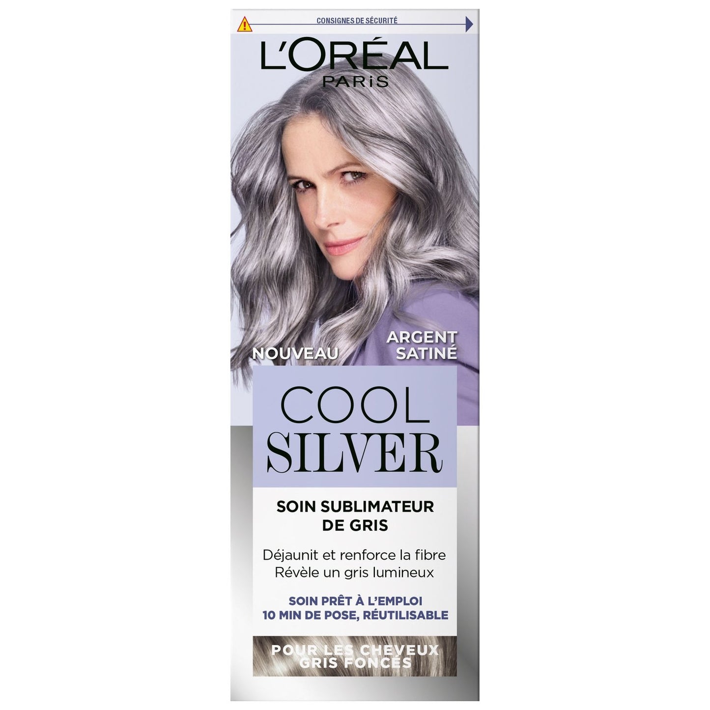 Coloration Capillaire Cool Silver Argent Satiné Soin Sublimateur de Gris L'OREAL PARIS le flacon