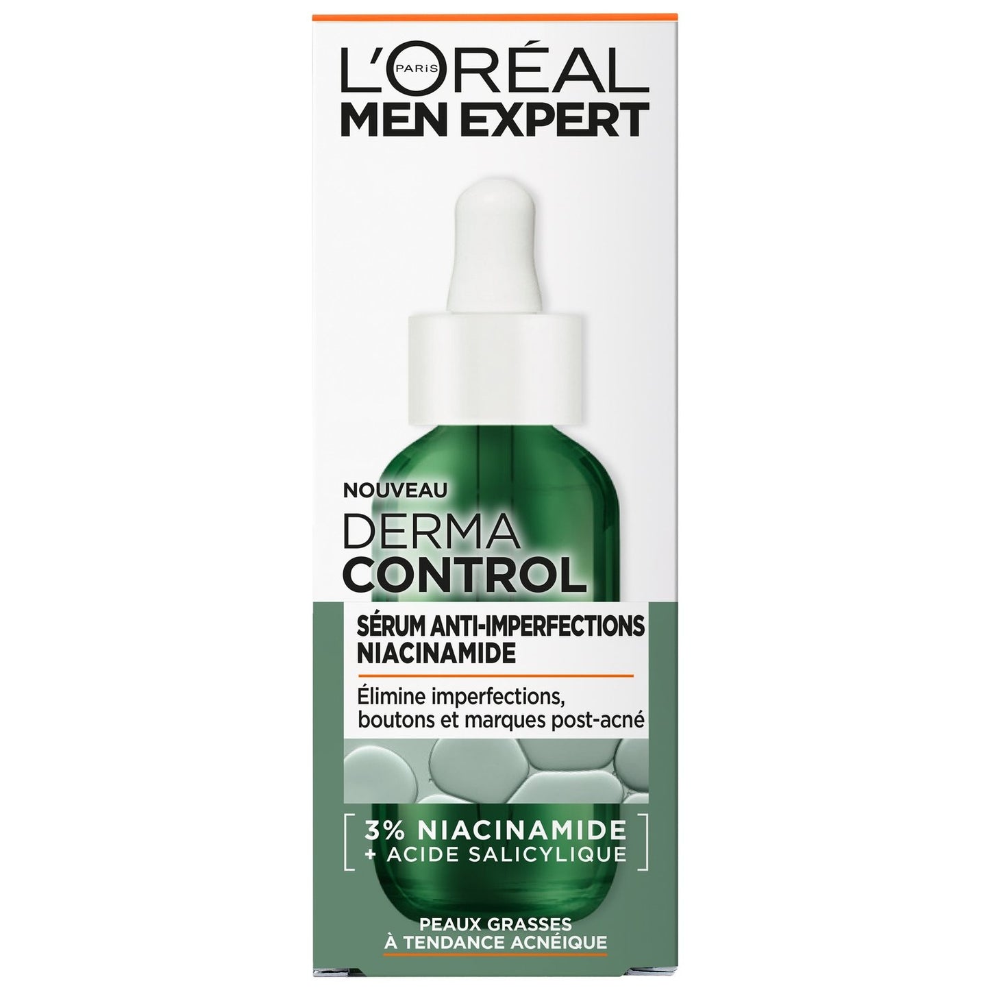 Soin Visage Homme Anti Imperfections Niacinamide Derma Control L'OREAL PARIS le flacon de 30mL