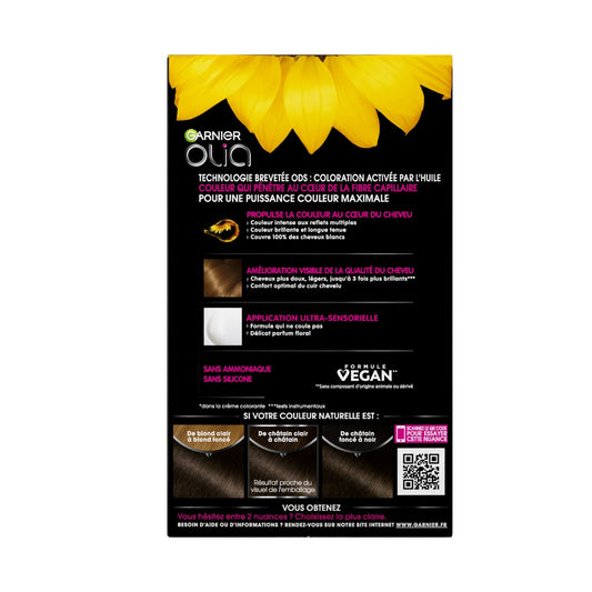 Coloration Permanente 5. 0 Châtain Clair Fondant Sans Ammoniaque Activée par l'Huile Olia GARNIER