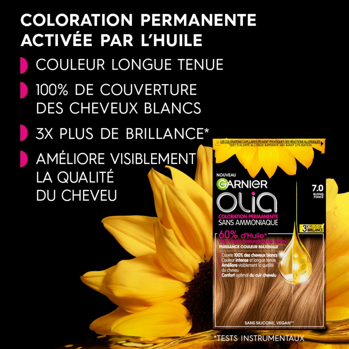 Coloration Permanente Sans Amoniaque 7. 0 Blond Foncé Olia GARNIER