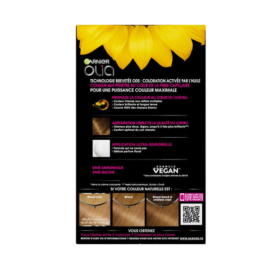 Coloration Permanente Sans Amoniaque 8. 31 Blond Doré Cendré Activée par l'Huile Olia GARNIER