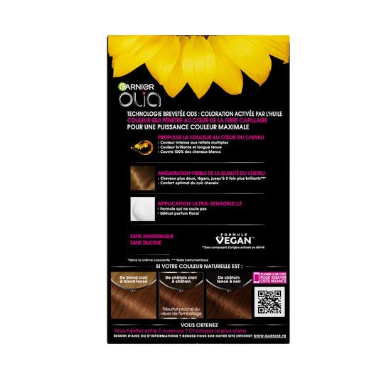 Coloration Permanente Sans Amoniaque 6. 35 Noisette Activée par l'Huile Olia GARNIER