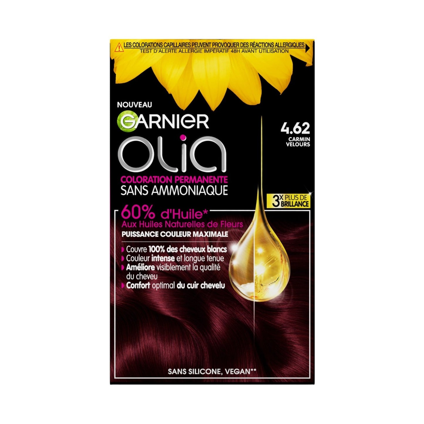 Coloration Permanente Sans Amoniaque 4. 62 Carmin Velours Olia GARNIER la boîte