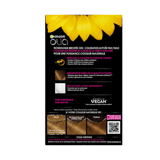 Coloration Permanente 7. 3 Blond Doré Sans Ammoniaque Activée par l'Huile Olia GARNIER