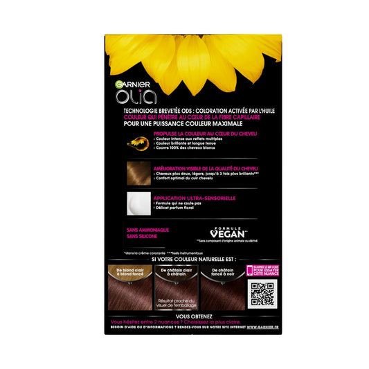 Coloration Permanente Sans Amoniaque 5. 15 Chocolat Glacé Activée par l'Huile Olia GARNIER