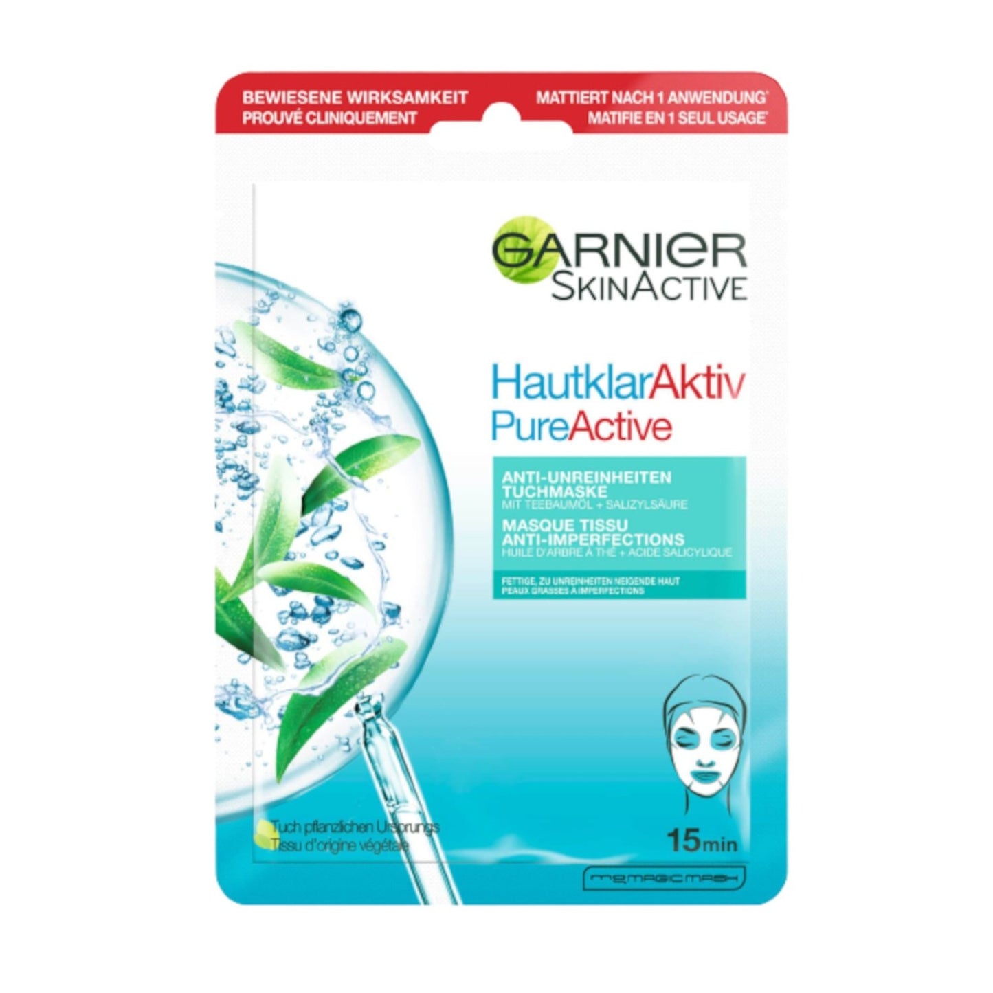Masque Visage à l'Arbre à Thé GARNIER SKINACTIVE le masque en tissu