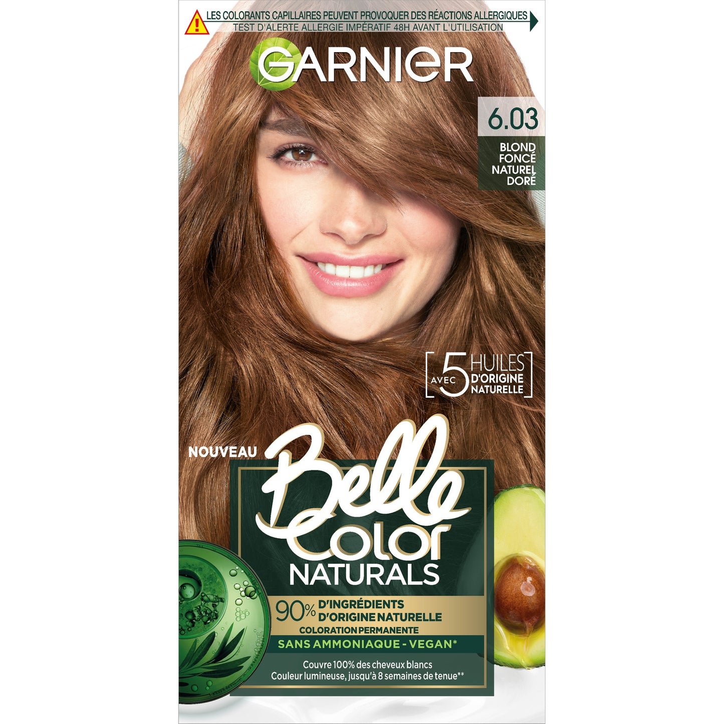 Permanent Hair Color 6.03 Natural Dark Golden Blonde BELLE COLOR NATURALS