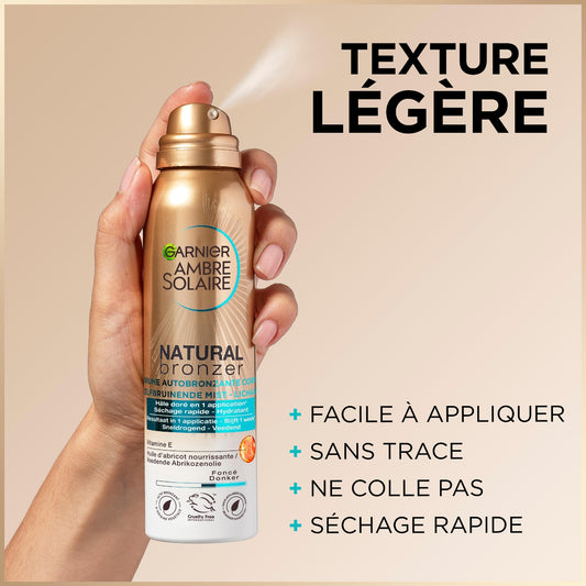 Autobronzant Brume Corps Hâle Doré et Lumineux Hydratant Huile d'Abricot Natural Bronzer GARNIER