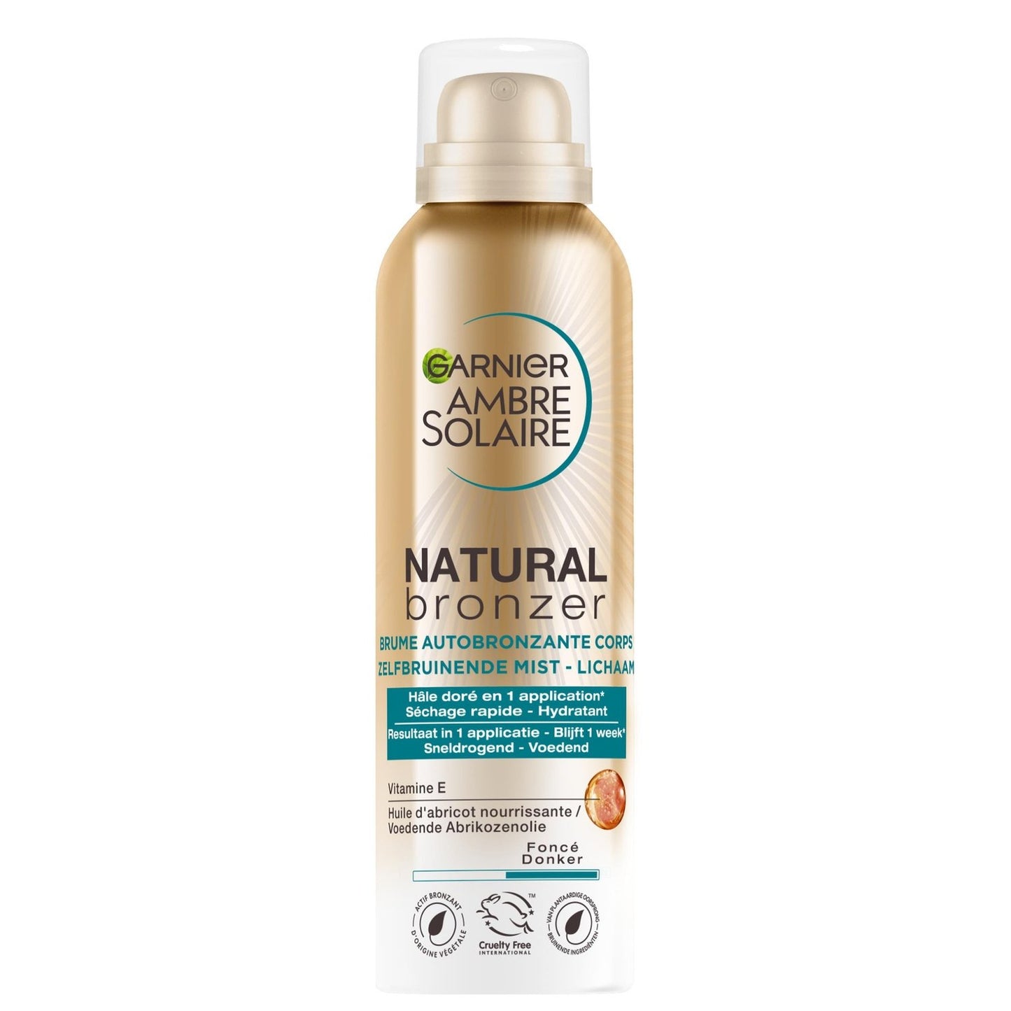 Autobronzant Brume Corps Hâle Doré et Lumineux Hydratant Huile d'Abricot Natural Bronzer GARNIER le spray de 150mL